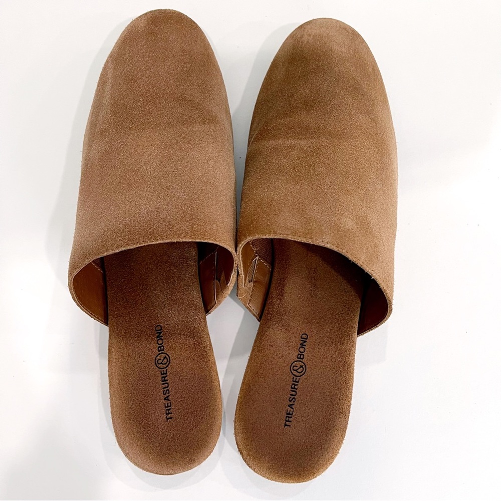Treasure & Bond Brown Suede Pointy Toe Flat Mules Women's Size 9.5
